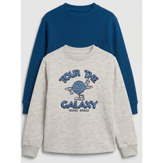 Wonder Nation Little Boys Long Sleeve Tees, 2 Pack, Sizes 4-10