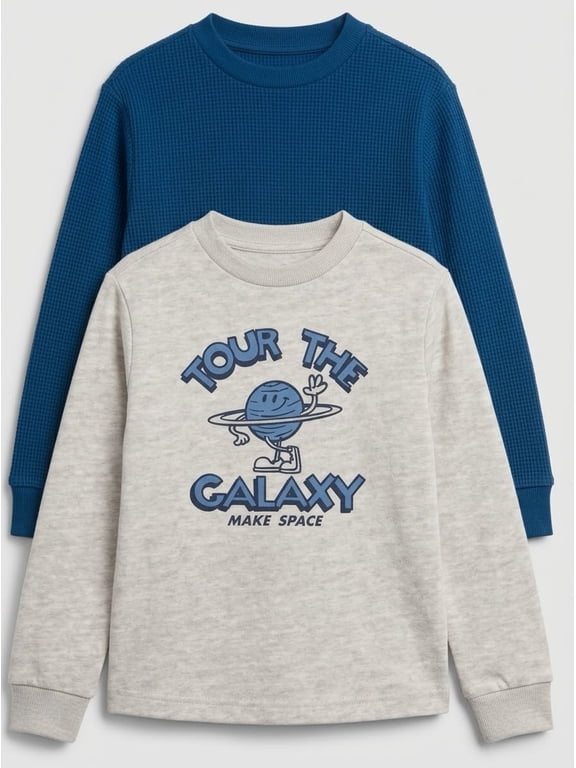 Little Boys Long Sleeve Tees, 2 Pack, Sizes 4-10