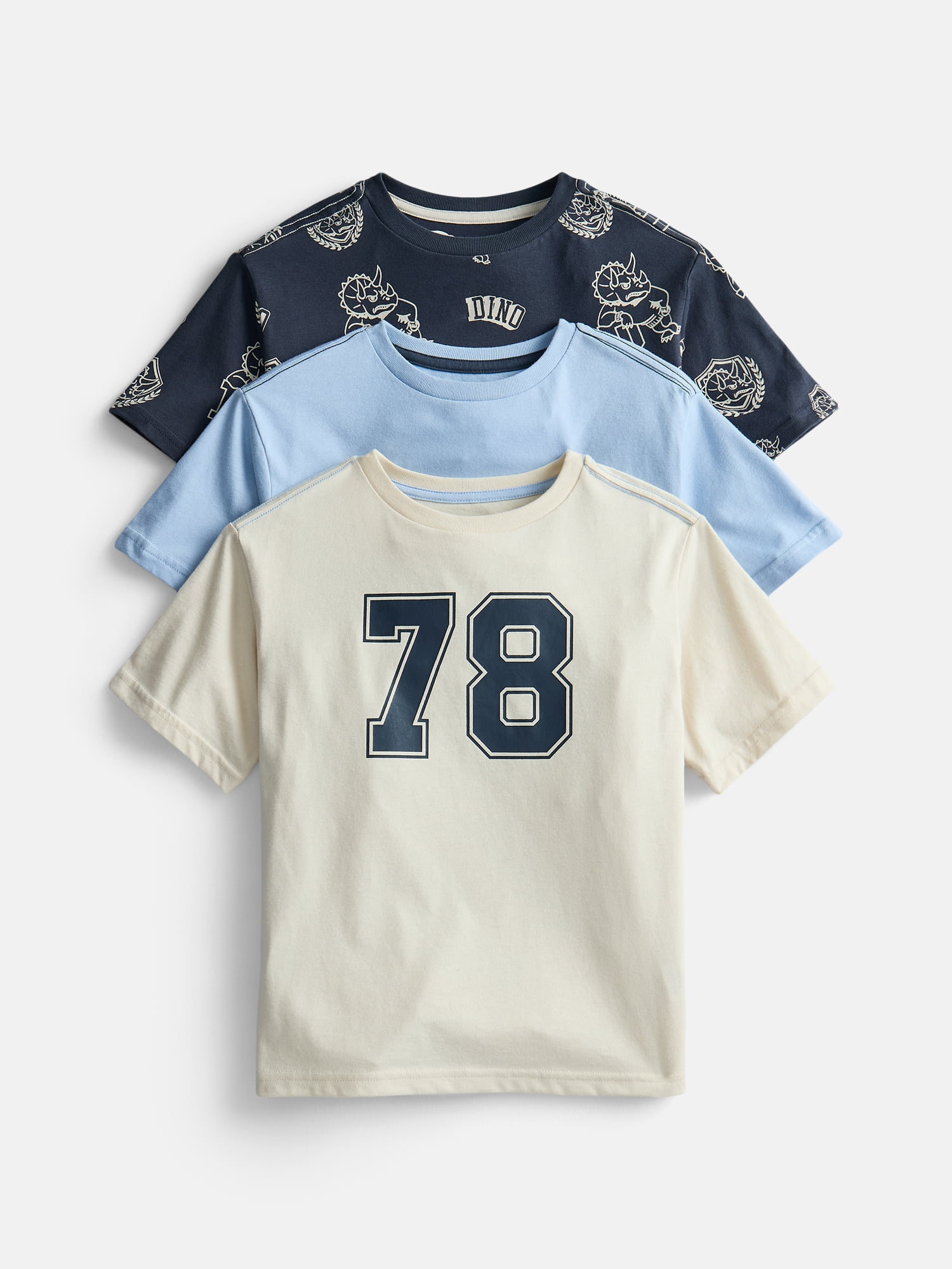 Wonder Nation Little Boys' Crewneck Tee with Short Sleeves, 3-Pack, Sizes 4-10