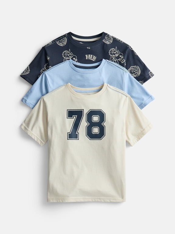 Little Boys' Crewneck Tee with Short Sleeves, 3-Pack, Sizes 4-10