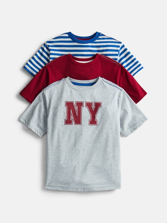 Little Boys' Crewneck Tee with Short Sleeves, 3-Pack, Sizes 4-10
