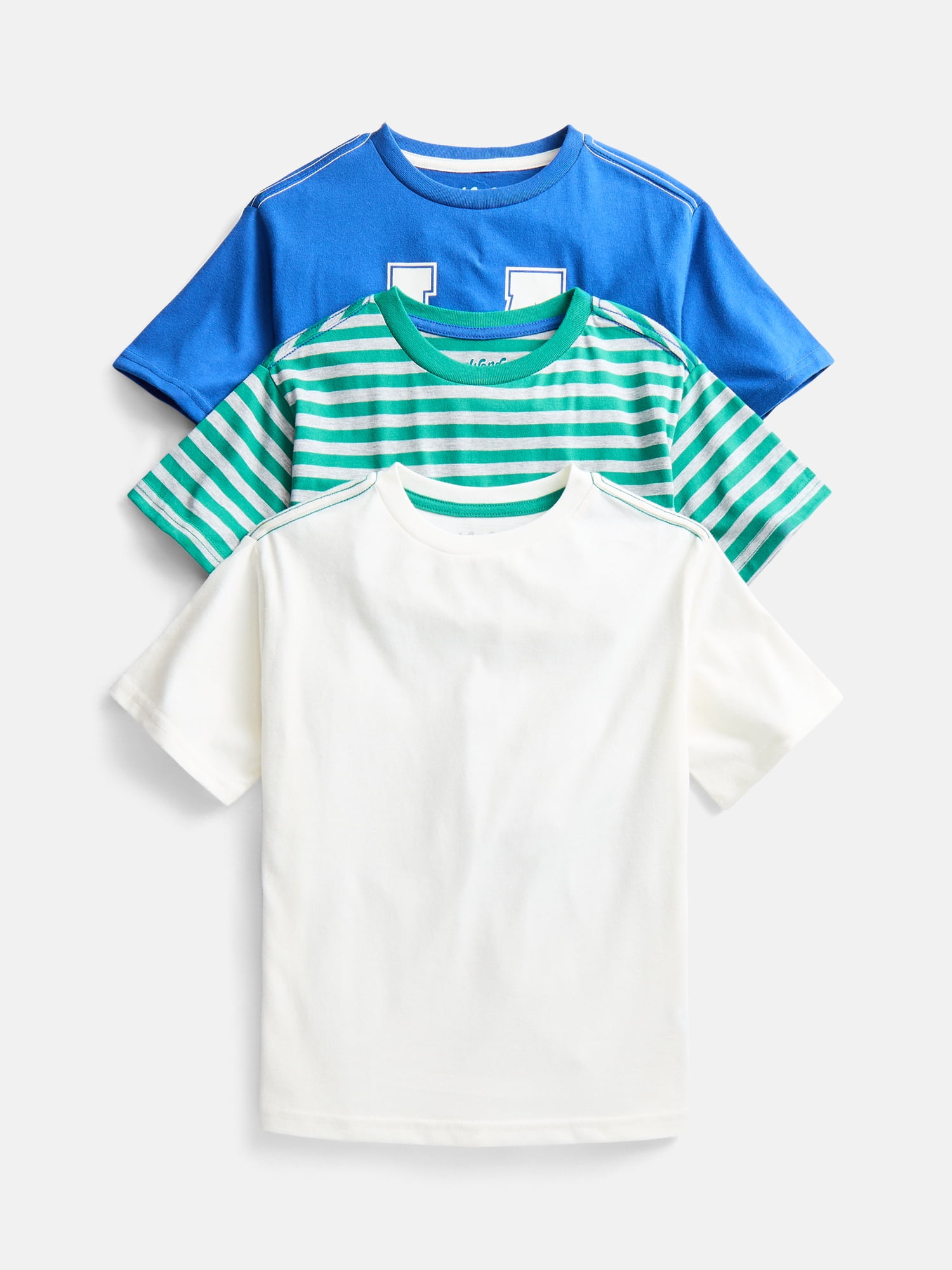Wonder Nation Little Boys' Crewneck Tee with Short Sleeves, 3-Pack, Sizes 4-10
