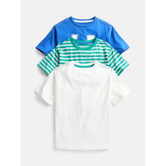Wonder Nation Little Boys' Crewneck Tee with Short Sleeves, 3-Pack, Sizes 4-10