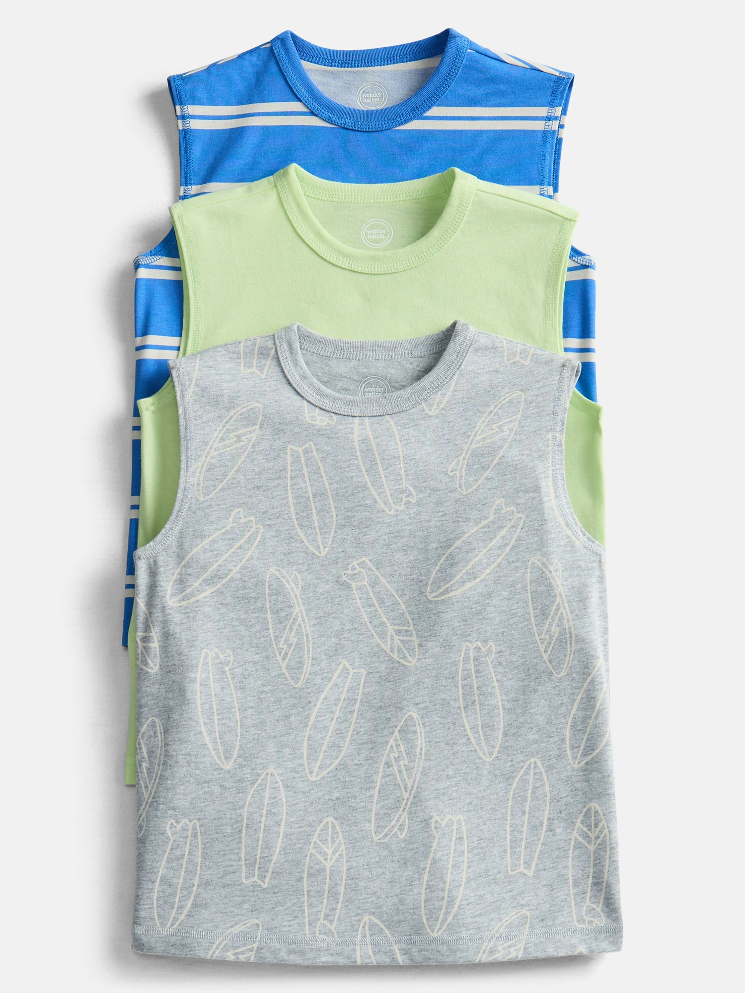 Wonder Nation Boys Tank Tops, 3-Pack, Sizes 4-10