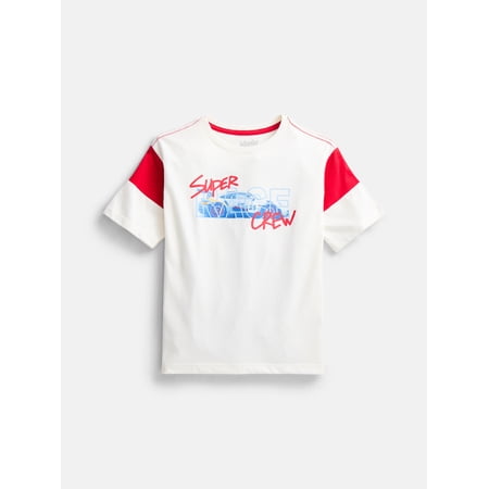 Wonder Nation Little Boys Colorblock Graphic Tee with Short Sleeves, Sizes 4-10