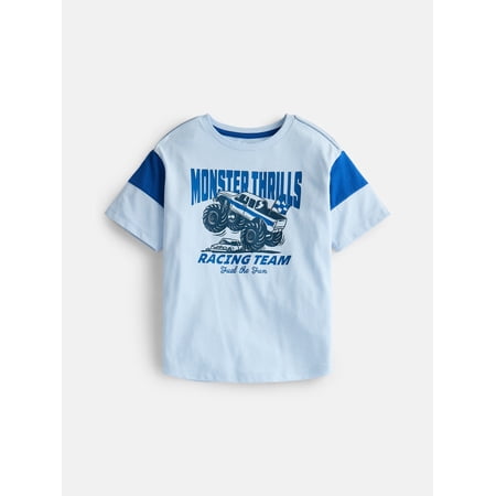 Wonder Nation Little Boys Colorblock Graphic Tee with Short Sleeves, Sizes 4-10