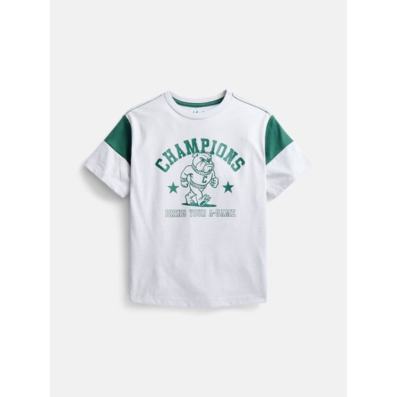 Wonder Nation Little Boys Colorblock Graphic Tee with Short Sleeves, Sizes 4-10