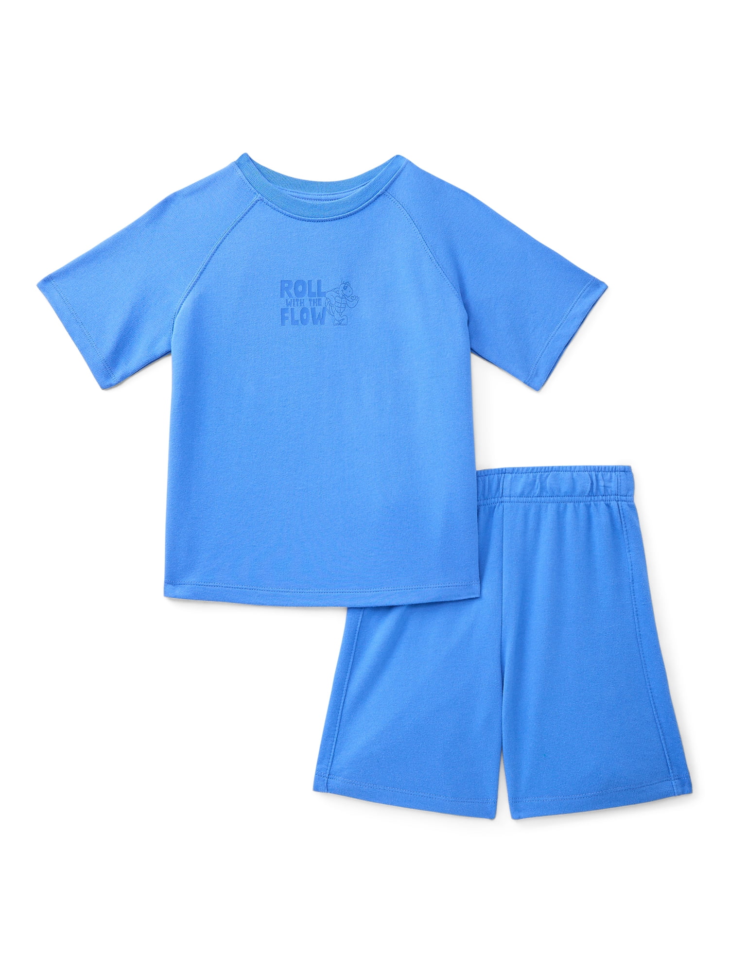 Wonder Nation Little Boys Short Sleeve French Terry Outfit Set, 2-Piece, Sizes 4-10