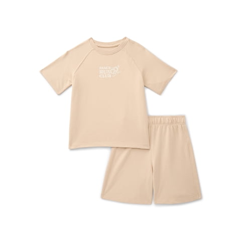 Little Boys Short Sleeve French Terry Outfit Set, 2-Piece, Sizes 4-10