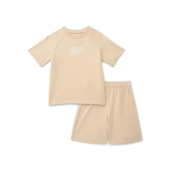 Wonder Nation Little Boys Short Sleeve French Terry Outfit Set, 2-Piece, Sizes 4-10