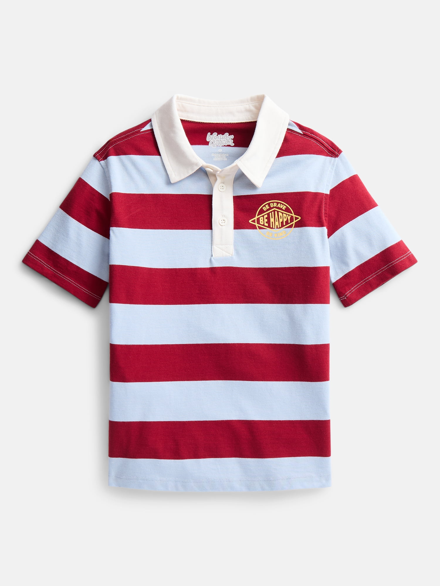 Wonder Nation Little Boys' Rugby Polo with Short Sleeves, Sizes 4-10