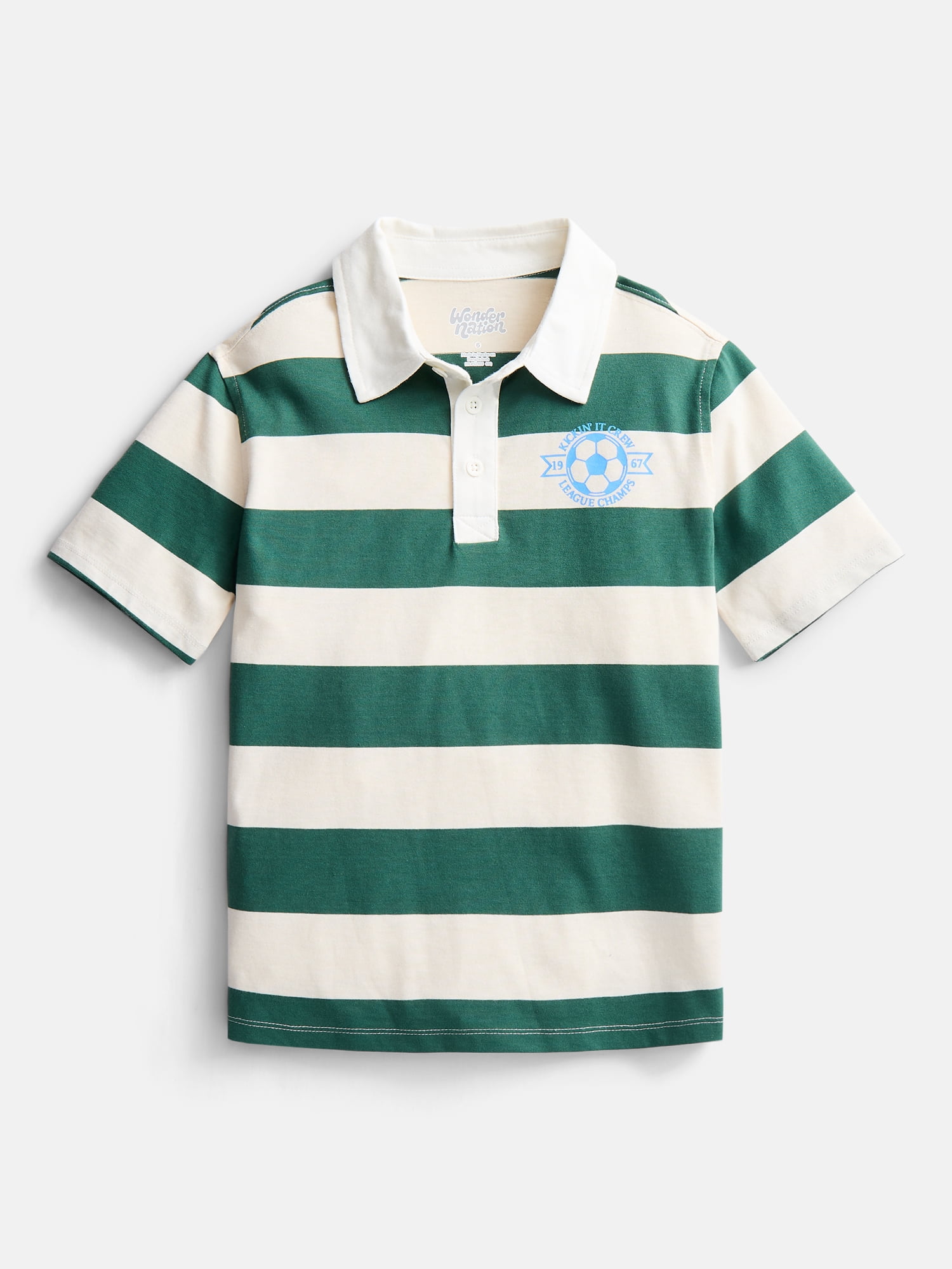Wonder Nation Little Boys' Rugby Polo with Short Sleeves, Sizes 4-10