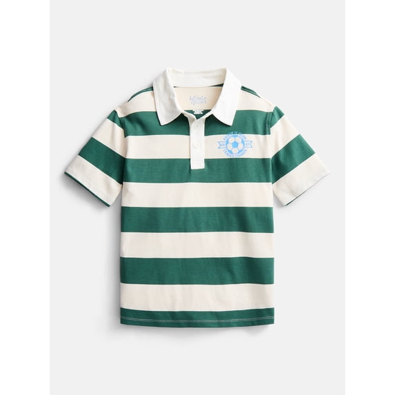Wonder Nation Little Boys' Rugby Polo with Short Sleeves, Sizes 4-10