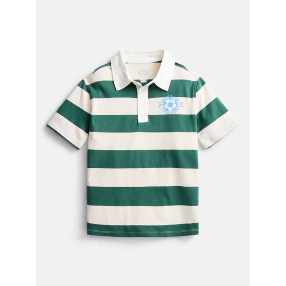 Wonder Nation Little Boys' Rugby Polo with Short Sleeves, Sizes 4-10