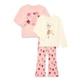 thumbnail image 1 of Wonder Nation Little Girl 3-Pack Sweatshirt and Flare Legging Outfit Set and Longsleeve Tee, Sizes 4-10, 1 of 3