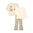 thumbnail image 1 of Wonder Nation Little Girl 3-Pack Sweatshirt and Flare Legging Outfit Set and Longsleeve Tee, Sizes 4-10, 1 of 3