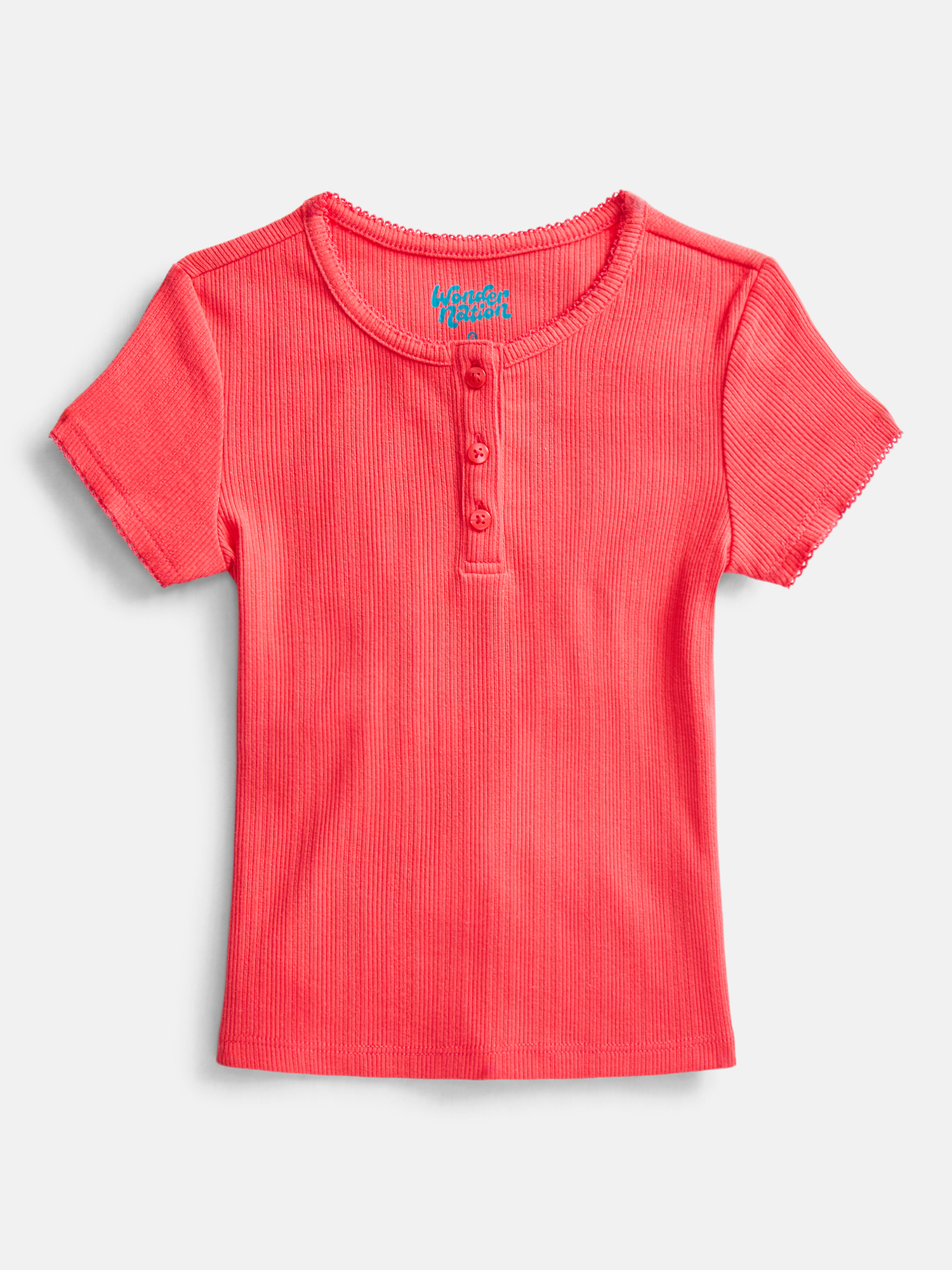 Playera tipo henley de manga corta para bebé niña, tallas 4-10