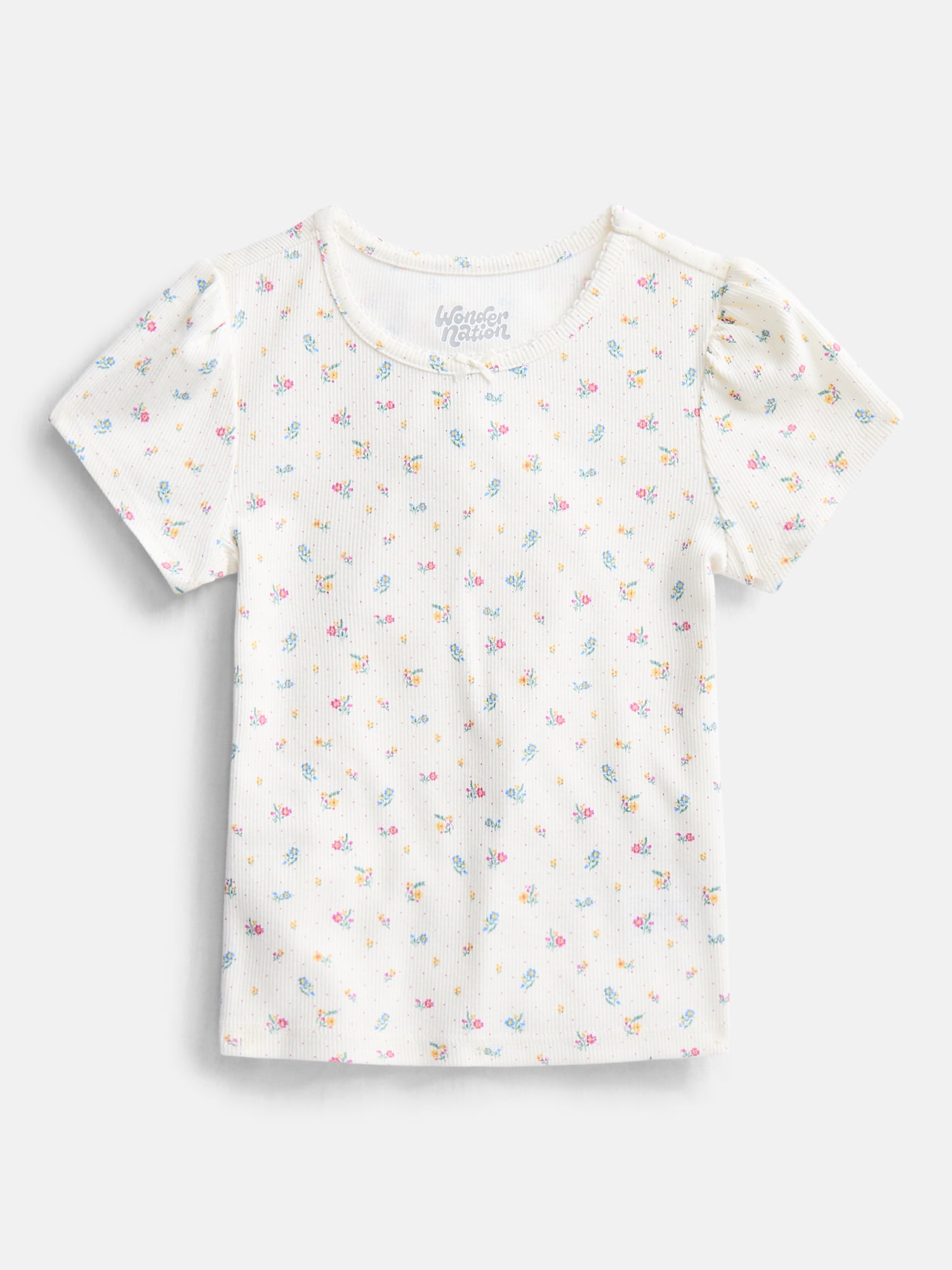 Wonder Nation Girls Baby Tee with Short Sleeves, Sizes 4-10
