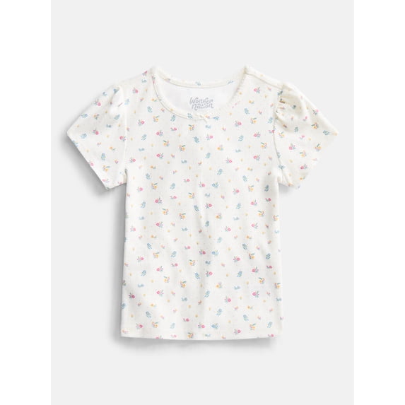 Wonder Nation Girls Baby Tee with Short Sleeves, Sizes 4-10