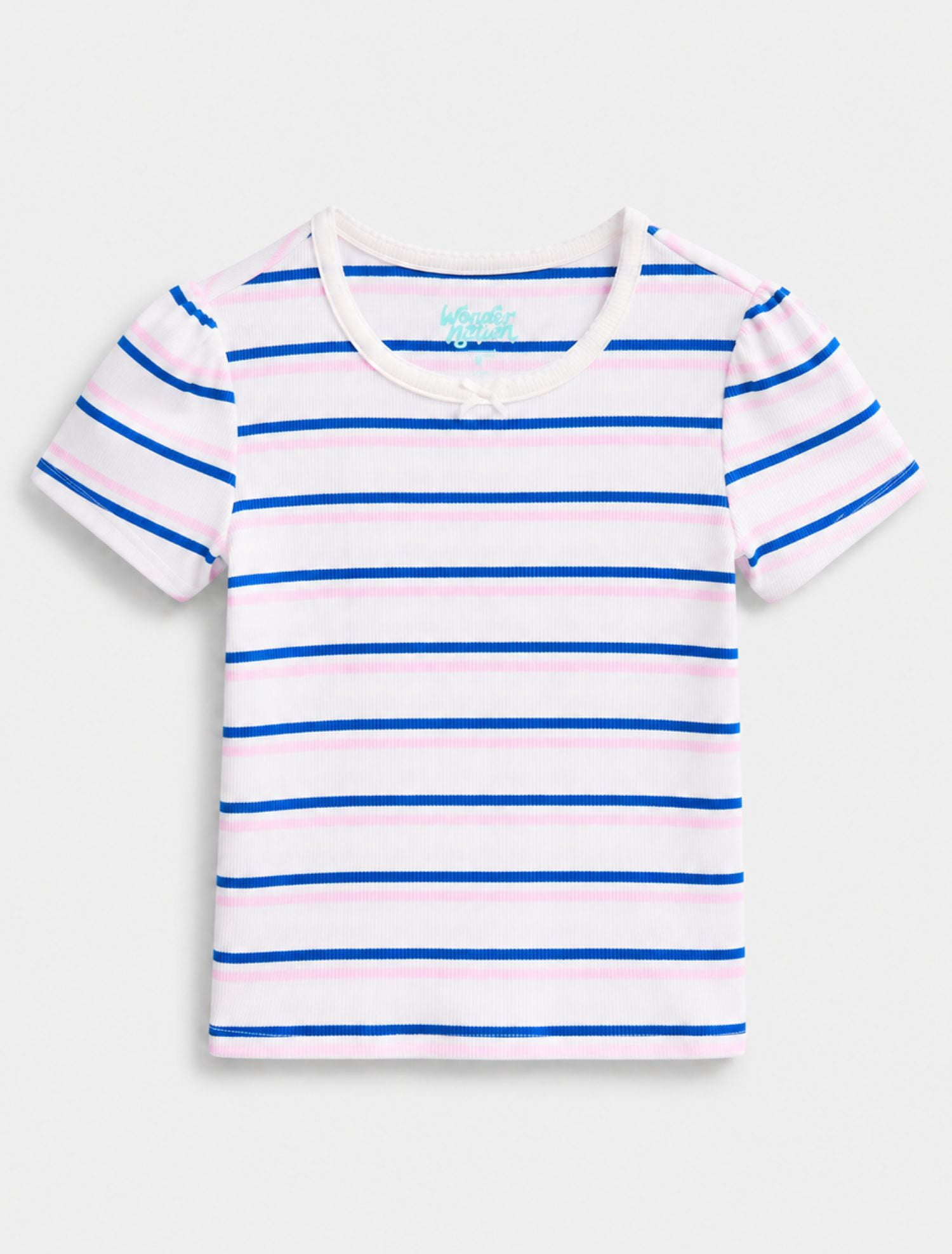 Wonder Nation Girls Baby Tee with Short Sleeves, Sizes 4-10