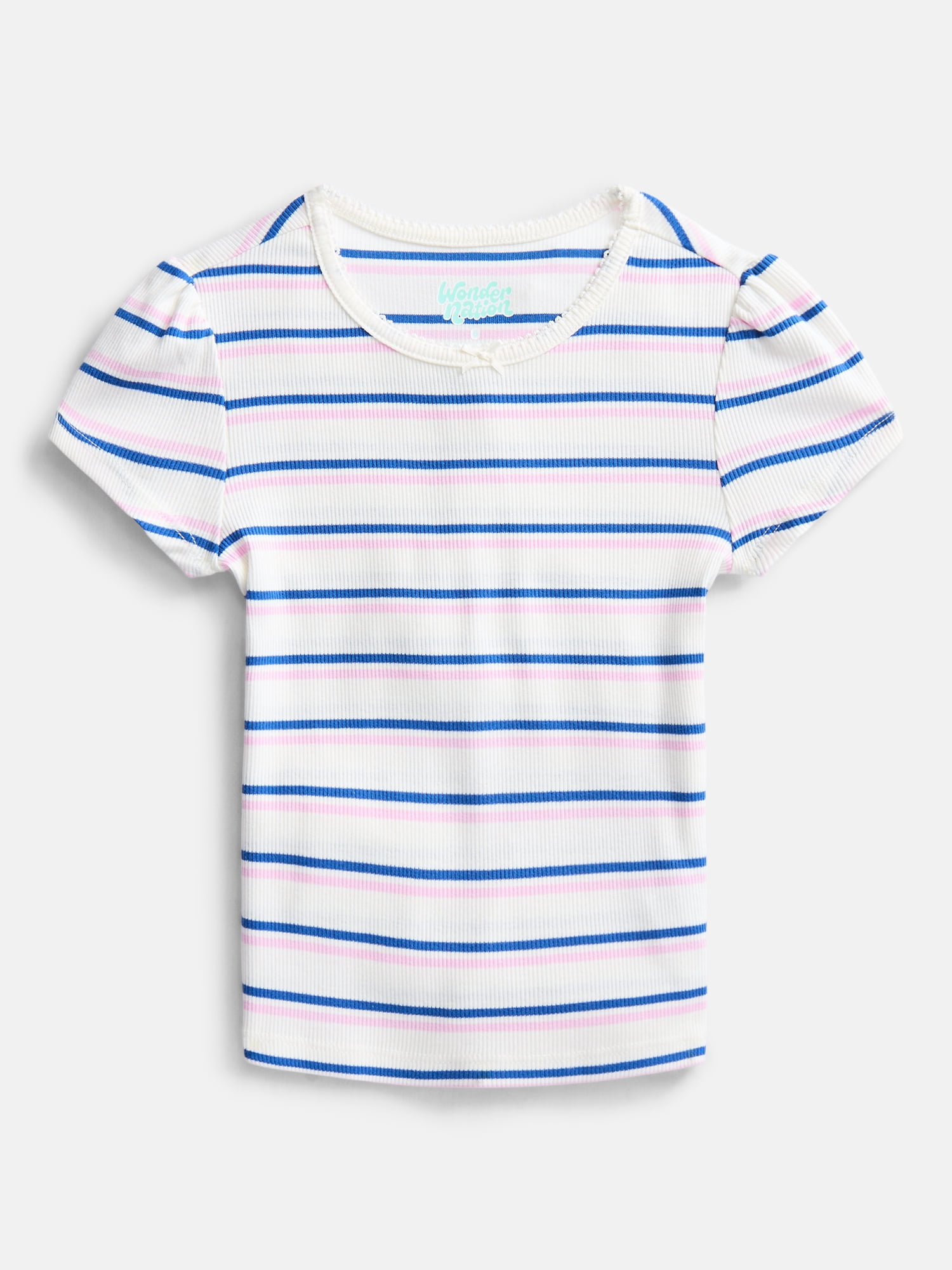 Wonder Nation Girls Baby Tee with Short Sleeves, Sizes 4-10