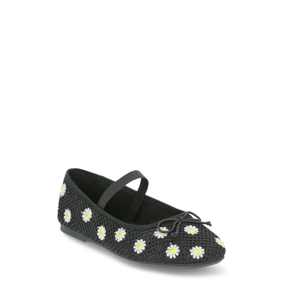 Wonder Nation Little Girl & Big Girl Fashion Mesh Floral Ballet Dress Shoes