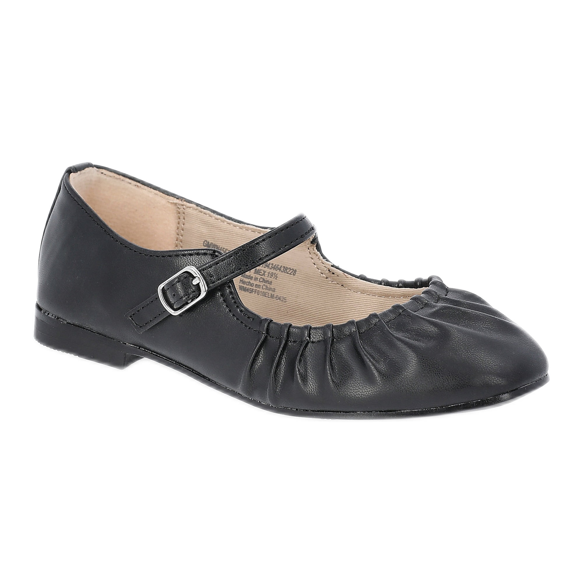 Wonder Nation Little Girls and Big Girls Scrunch Ballet Dress Shoes, Black