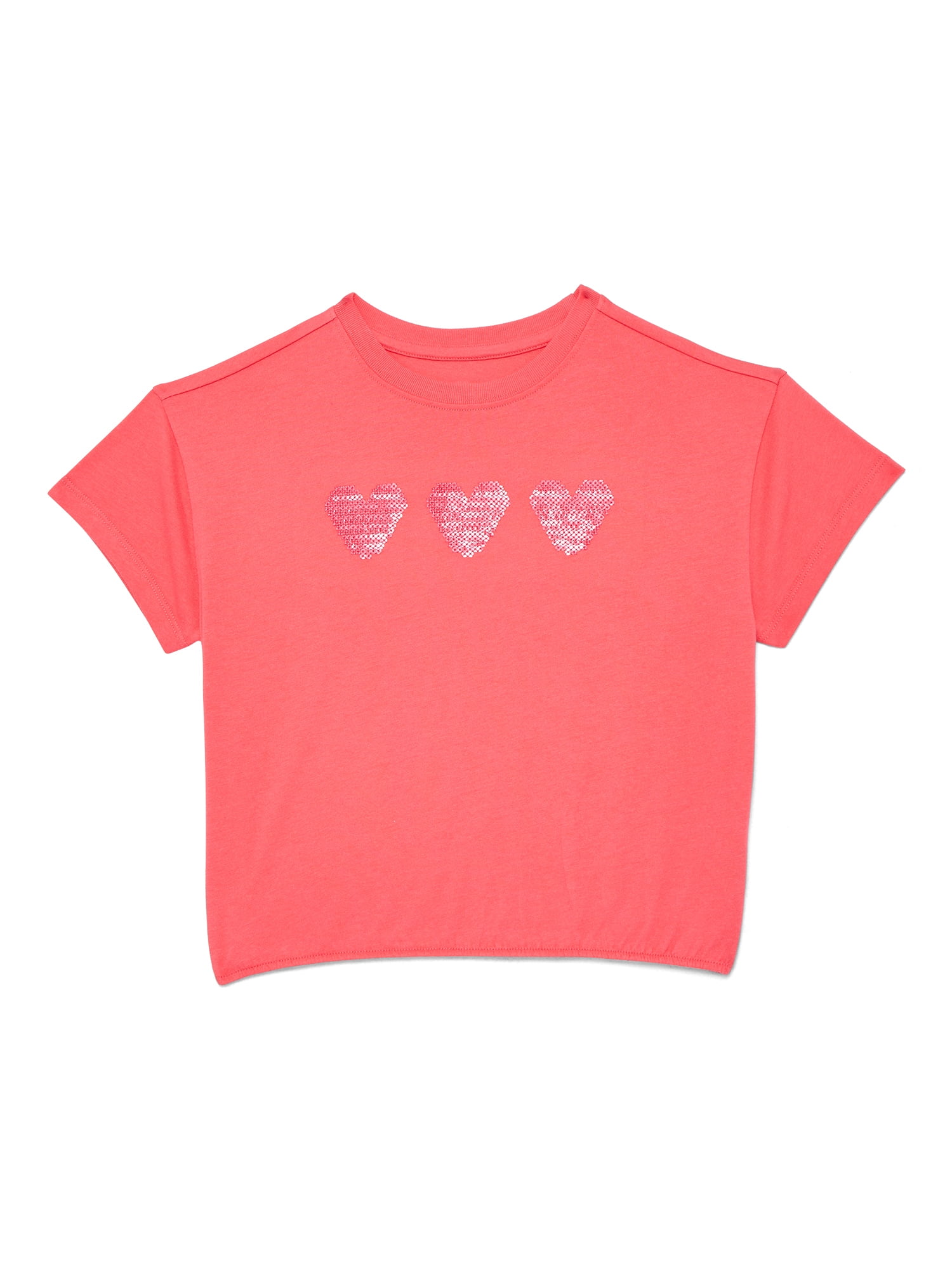 Wonder Nation Girls Boxy Tee with Short Sleeves, Sizes 4-10