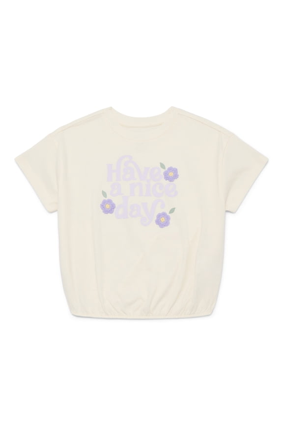 Girls Boxy Tee with Embroidery, Sizes 4-10