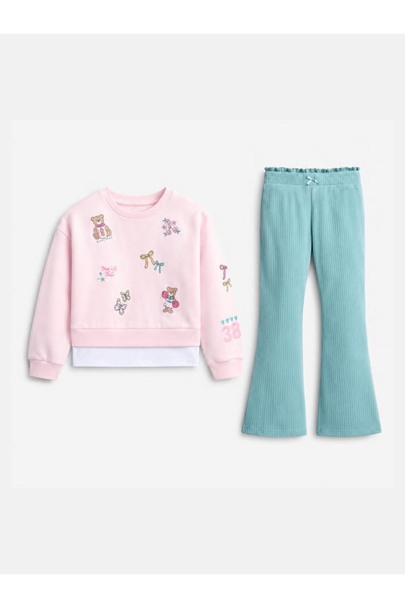 Girls' Sweatshirt and Flare Leggings Set, 2-Piece, Sizes 4-10