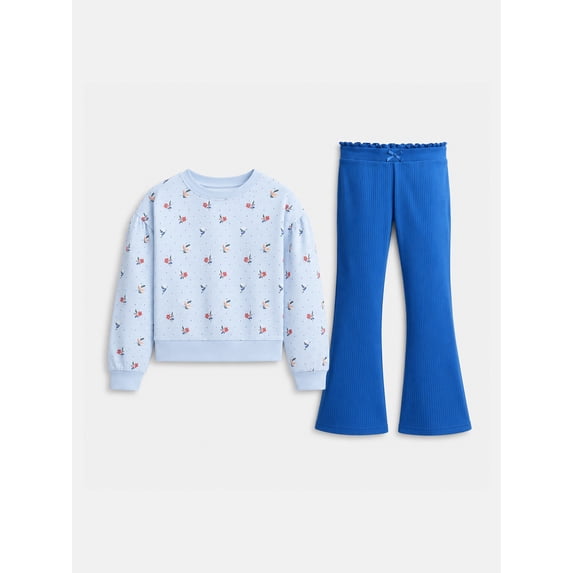 Wonder Nation Girls' Sweatshirt and Flare Leggings Set, 2-Piece, Sizes 4-10