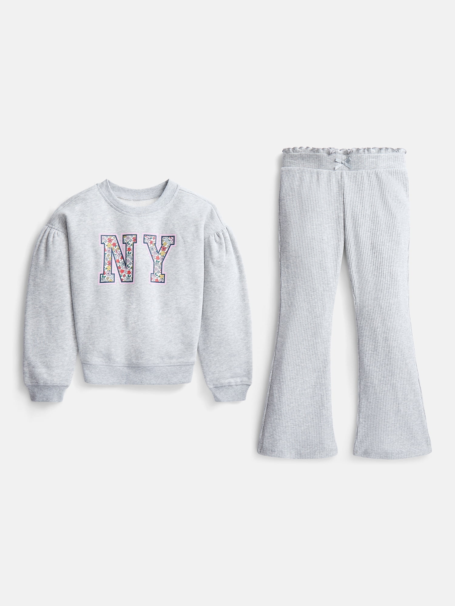 Wonder Nation Girls' Sweatshirt and Flare Leggings Set, 2-Piece, Sizes 4-10