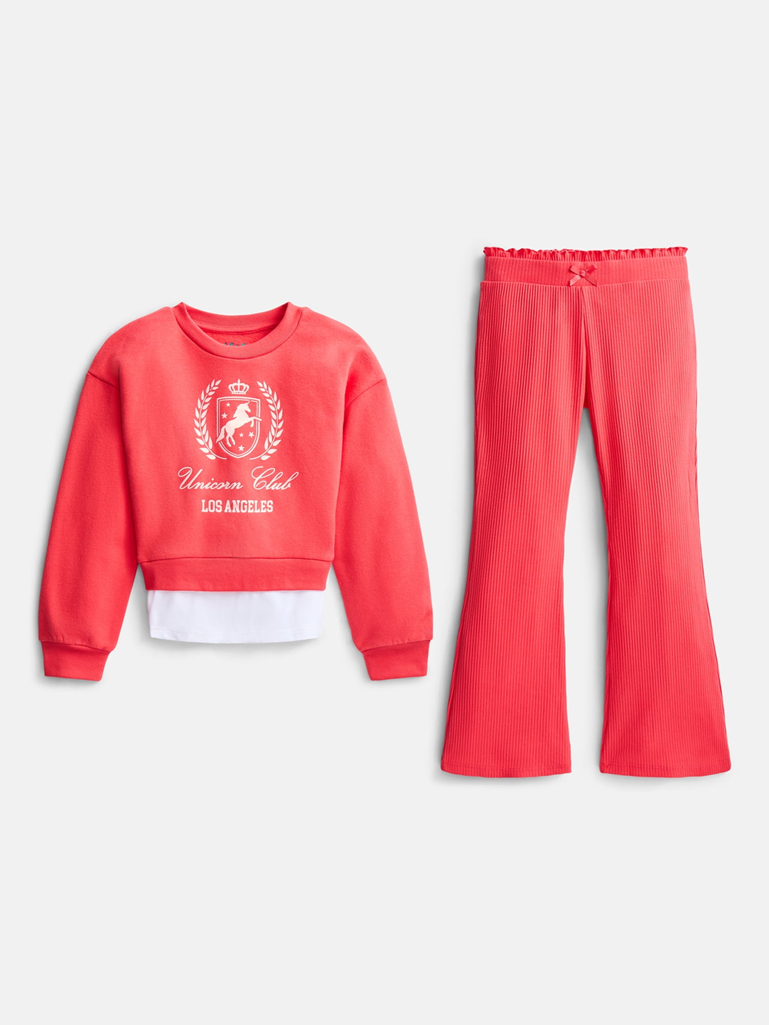 Wonder Nation Girls' Sweatshirt and Flare Leggings Set, 2-Piece, Sizes 4-10
