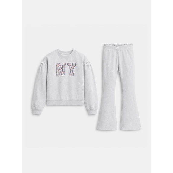 Wonder Nation Girls' Sweatshirt and Flare Leggings Set, 2-Piece, Sizes 4-10