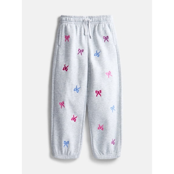 Wonder Nation Girls Embroidery Joggers, Sizes 4-10