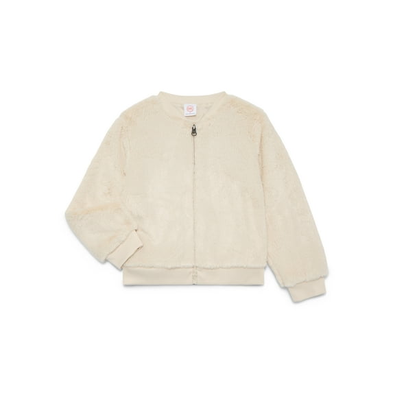 Wonder Nation Little Girls Faux Fur Bomber Jacket, Sizes 4-10