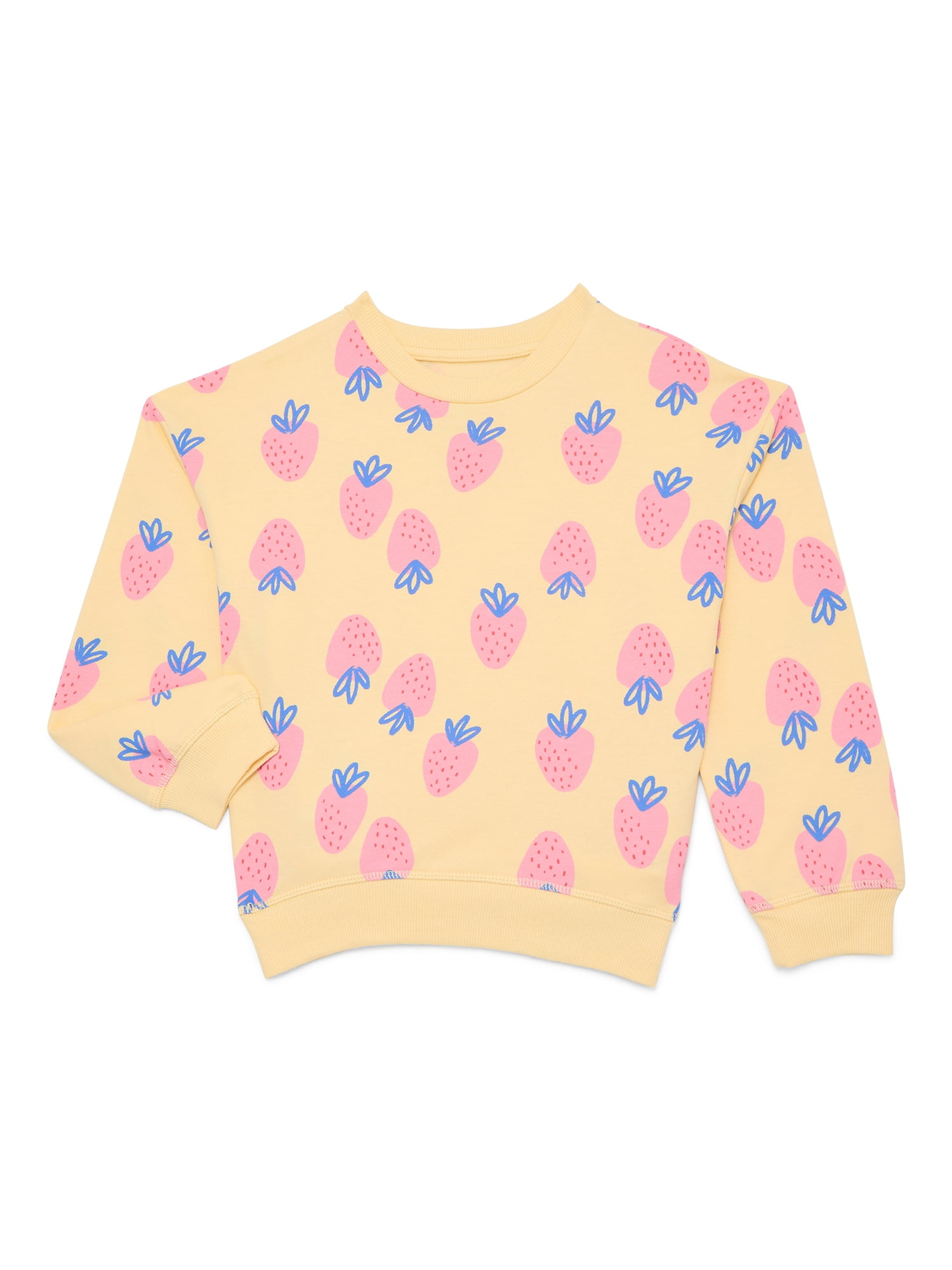 Wonder Nation Girls Fleece Crewneck Sweatshirt with Long Sleeves, Sizes 4-10