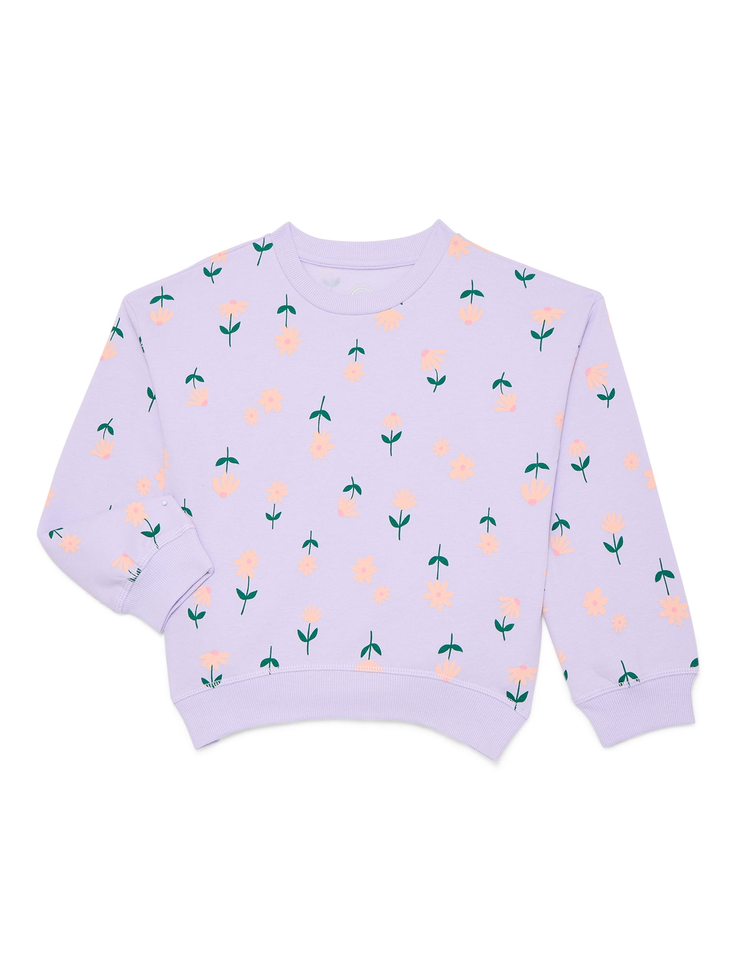 Wonder Nation Girls Fleece Crewneck Sweatshirt with Long Sleeves, Sizes 4-10