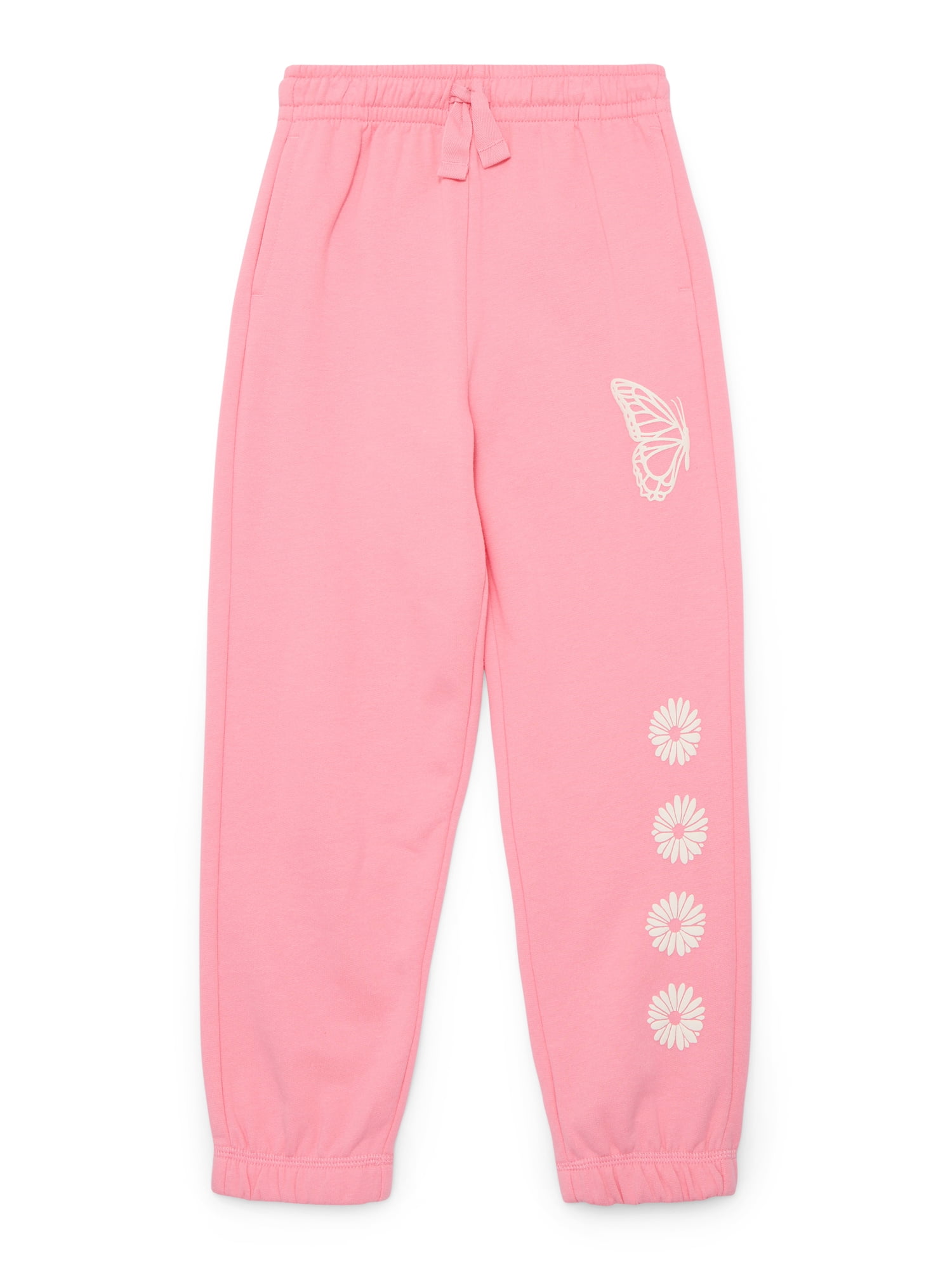 Wonder Nation Little Girls Fleece Jogger Pants, Sizes 4-10