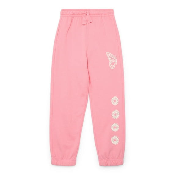 Wonder Nation Little Girls Fleece Jogger Pants, Sizes 4-10