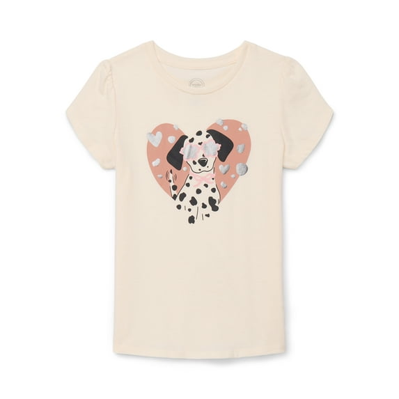 Wonder Nation Little Girl Gathered Sleeve Tee, Sizes 4-10