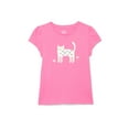 thumbnail image 1 of Wonder Nation Little Girls Short Puff Sleeve Graphic Tee, Sizes 4-10, 1 of 3