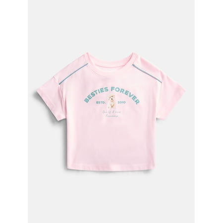 Wonder Nation Girls Graphic Tee with Short Sleeves, Sizes 4-10