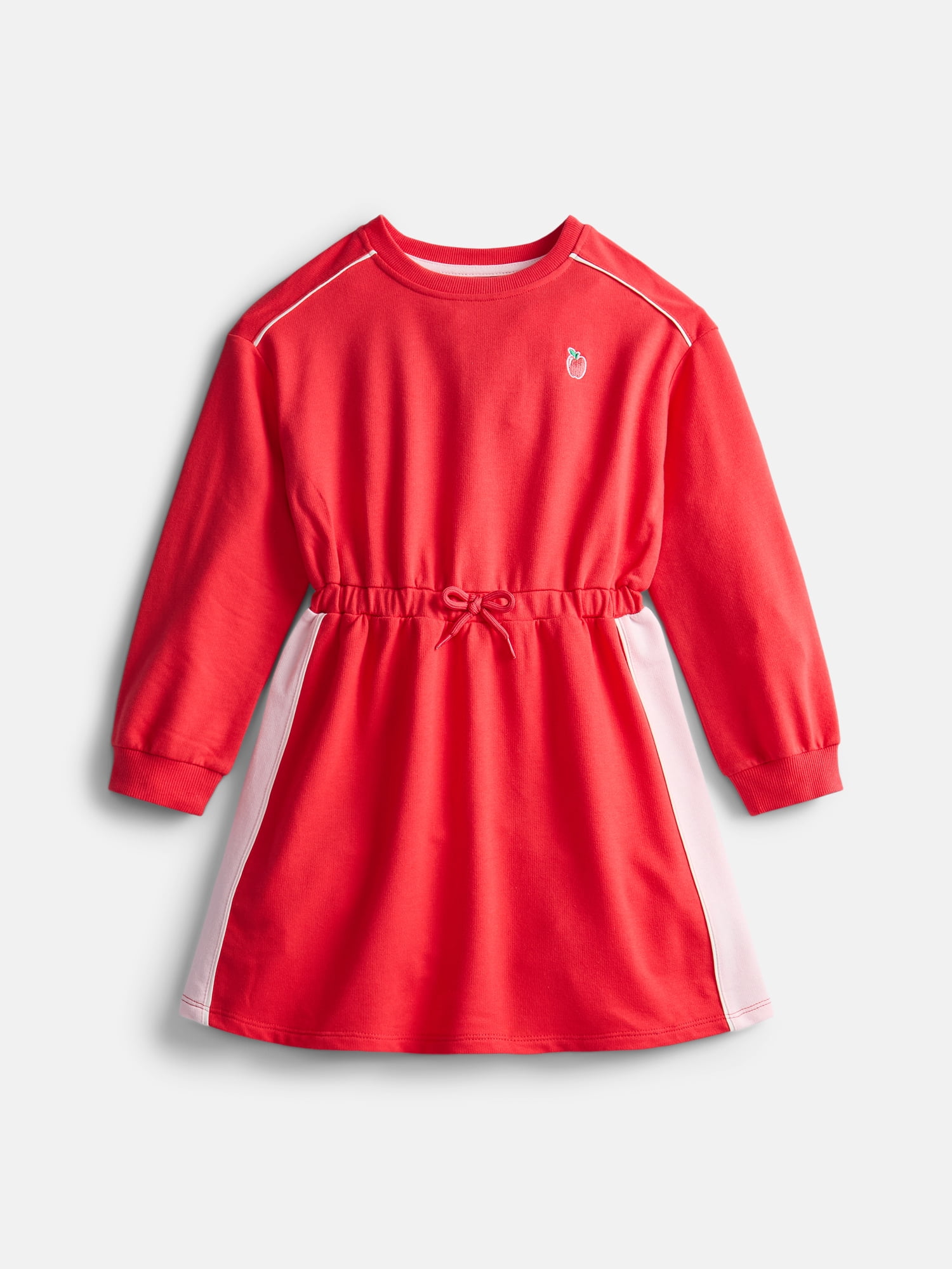 Wonder Nation Little Girls Drawstring Dress with Long Sleeves, Sizes 4-10