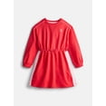 thumbnail image 1 of Wonder Nation Little Girls Drawstring Dress with Long Sleeves, Sizes 4-10, 1 of 3