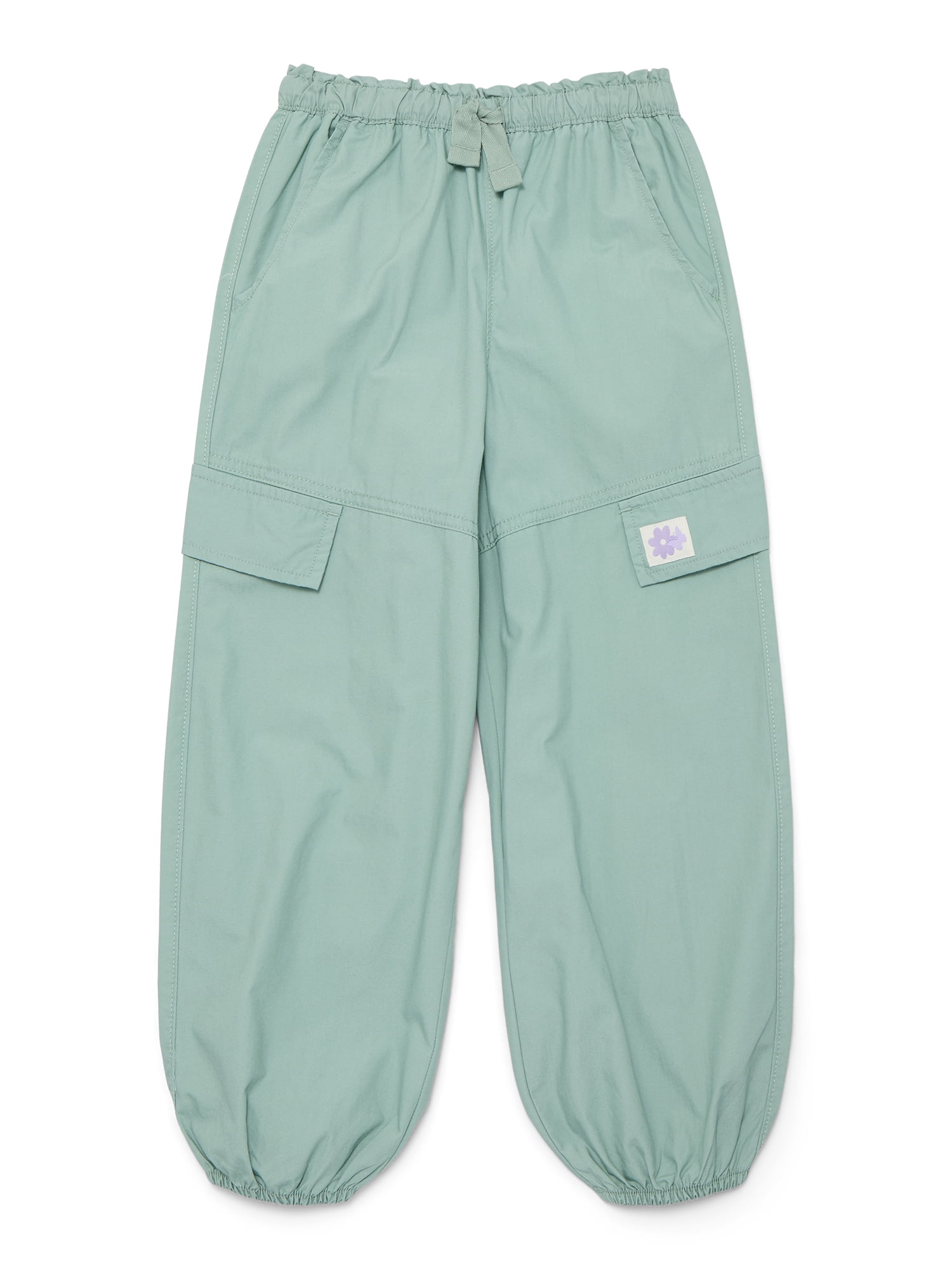 Wonder Nation Little Girls Cotton Parachute Jogger Pants, Sizes 4-10