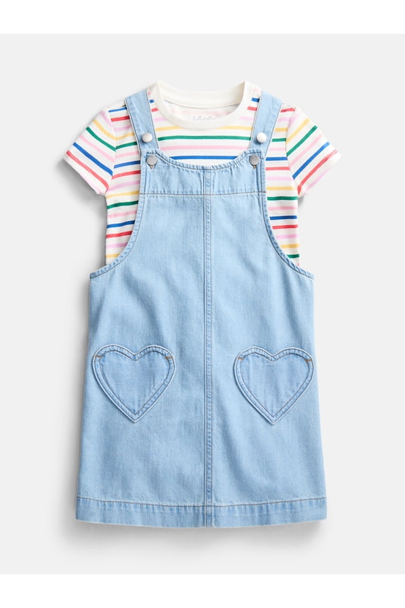 Little Girls Tee and Pinafore, 2-Piece Outfit Set, Sizes 4-10