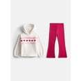 thumbnail image 1 of Wonder Nation Girls Plush Hoodie and Flare Leggings Set, 2-Piece, Sizes 4-10, 1 of 3