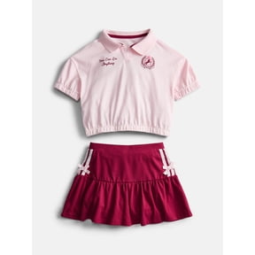 Wonder Nation Little Girls Polo and Scooter Skirt Set, Sizes 4-10