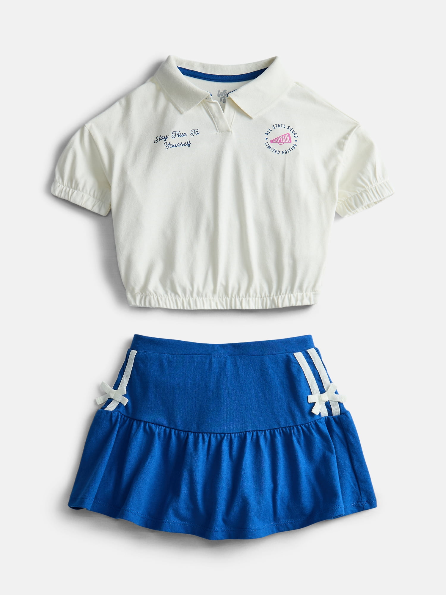 Wonder Nation Little Girls Polo and Scooter Skirt Set, Sizes 4-10